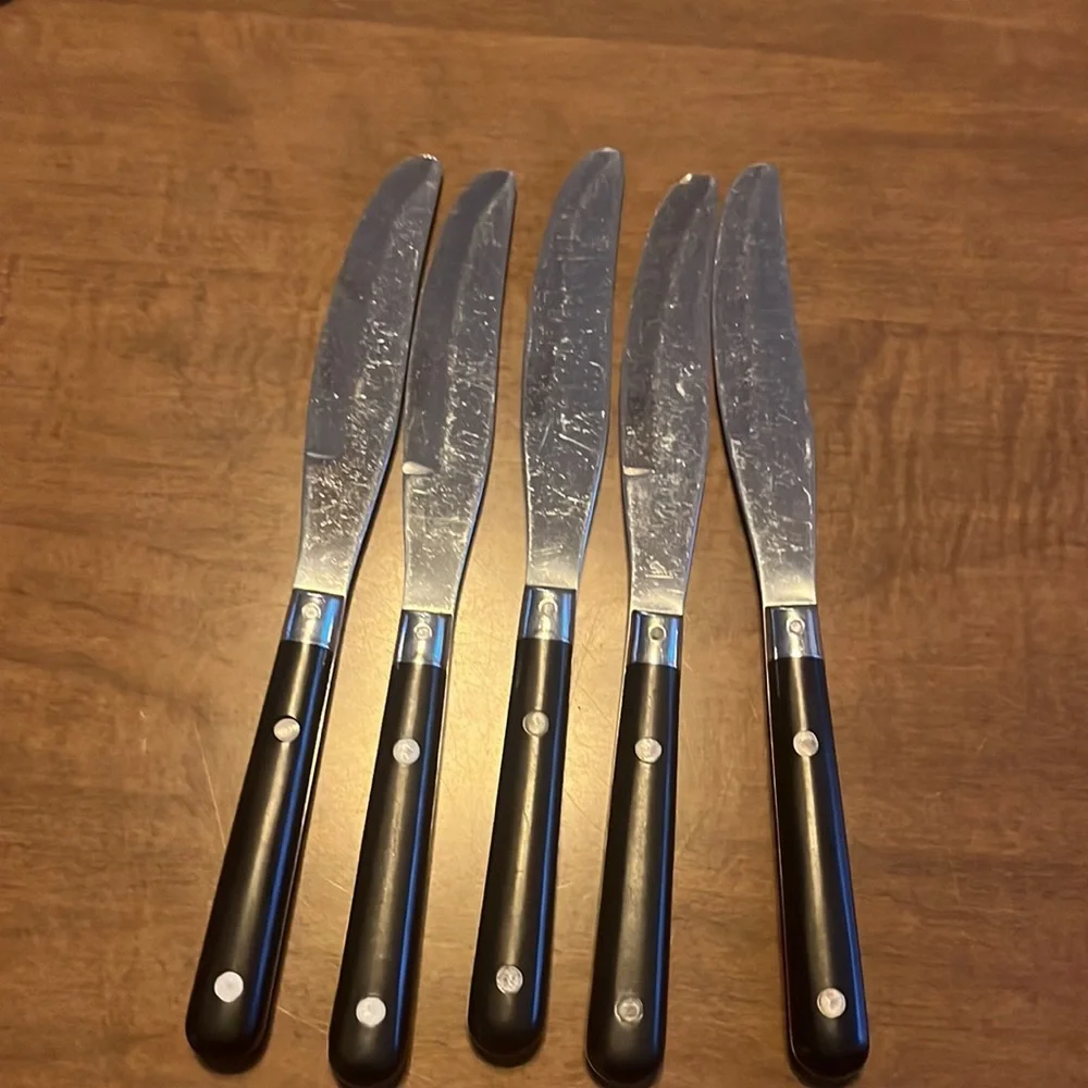 Washington Forge Mardi Gras Black Stainless‎ knives 5 Silverware flatware